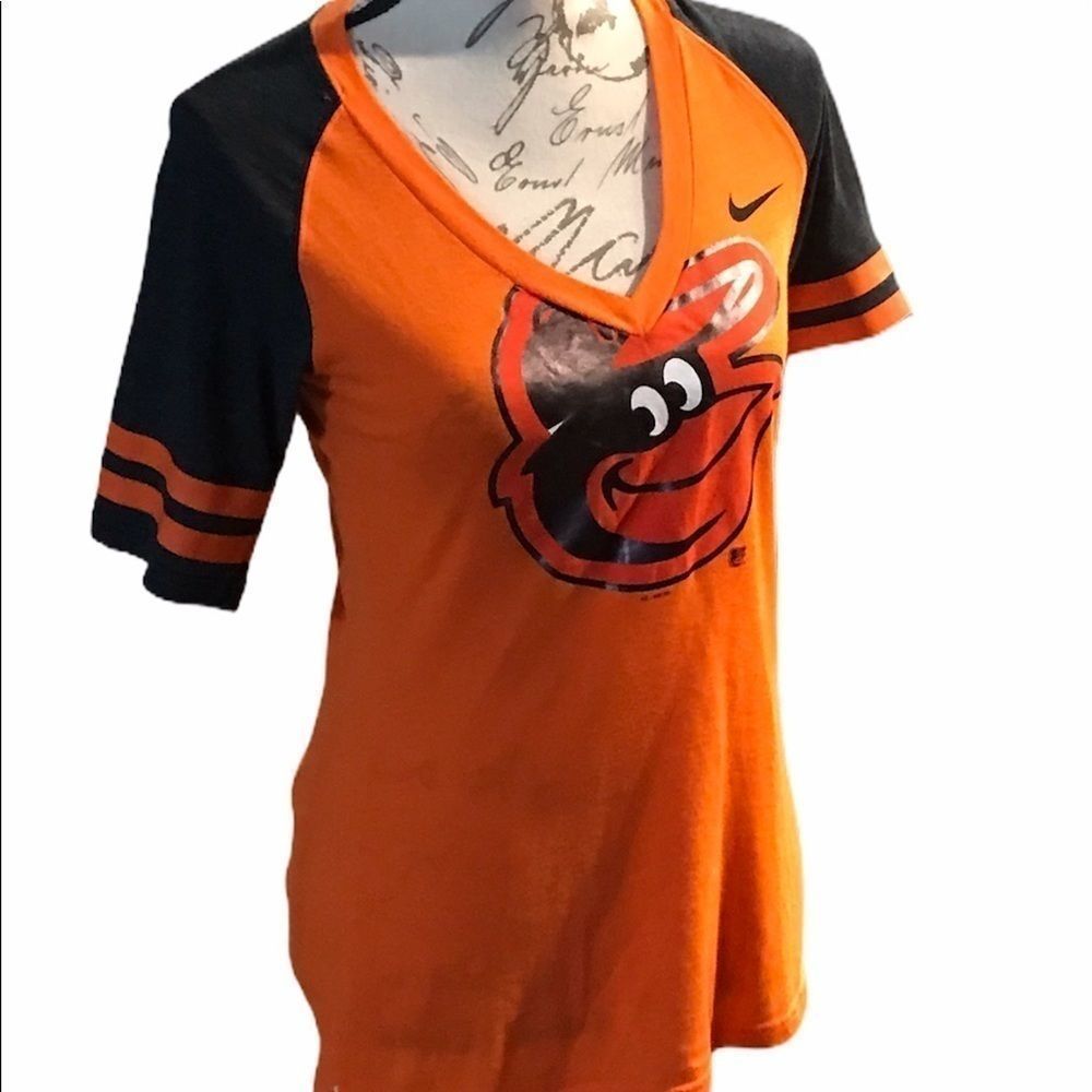 Nike Baltimore orioles small tee women’s orange black logo